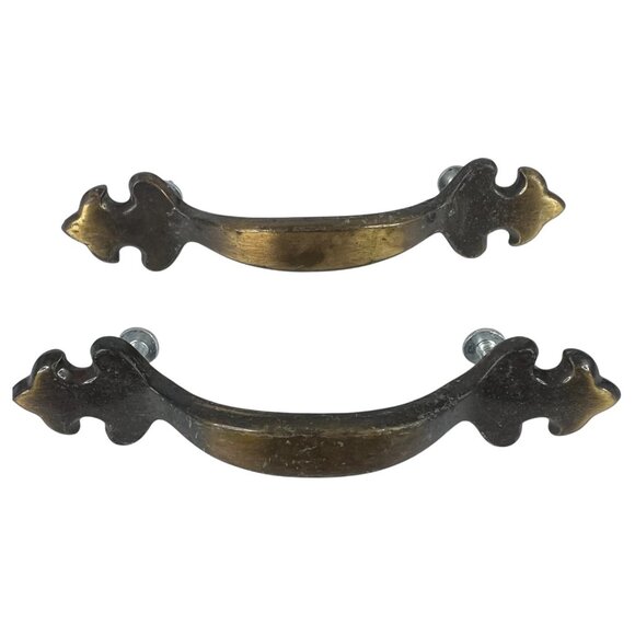 Set Of 8 Vintage Brass & Black Drawer Pulls Cabinet Handle Cupboard 4 3/4” - Picture 2 of 6